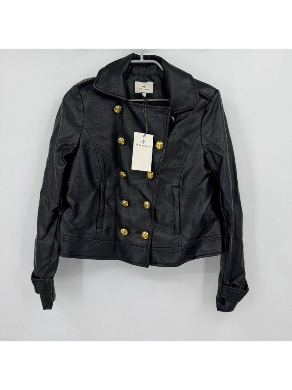 Tuckernuck Black Vaughn Cropped Faux Leather Jacket size S Small NWT $198